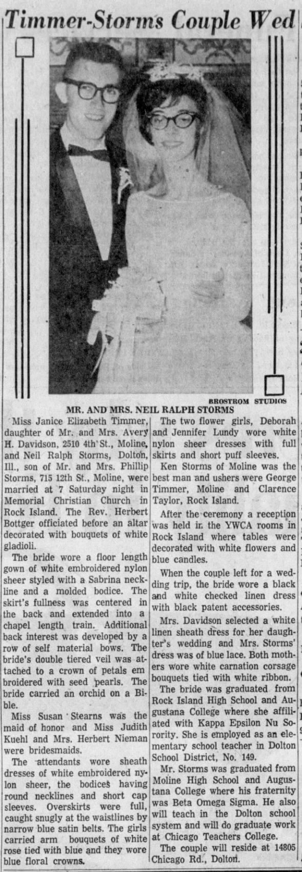 Marriage-Janice Elizabeth Timmer and Neil Ralph Storms